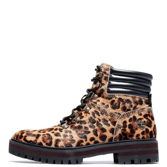 NWT Timberland London Square Leopard Print Calf Hair Mid Hiker Safari Boots - Picture 3 of 15